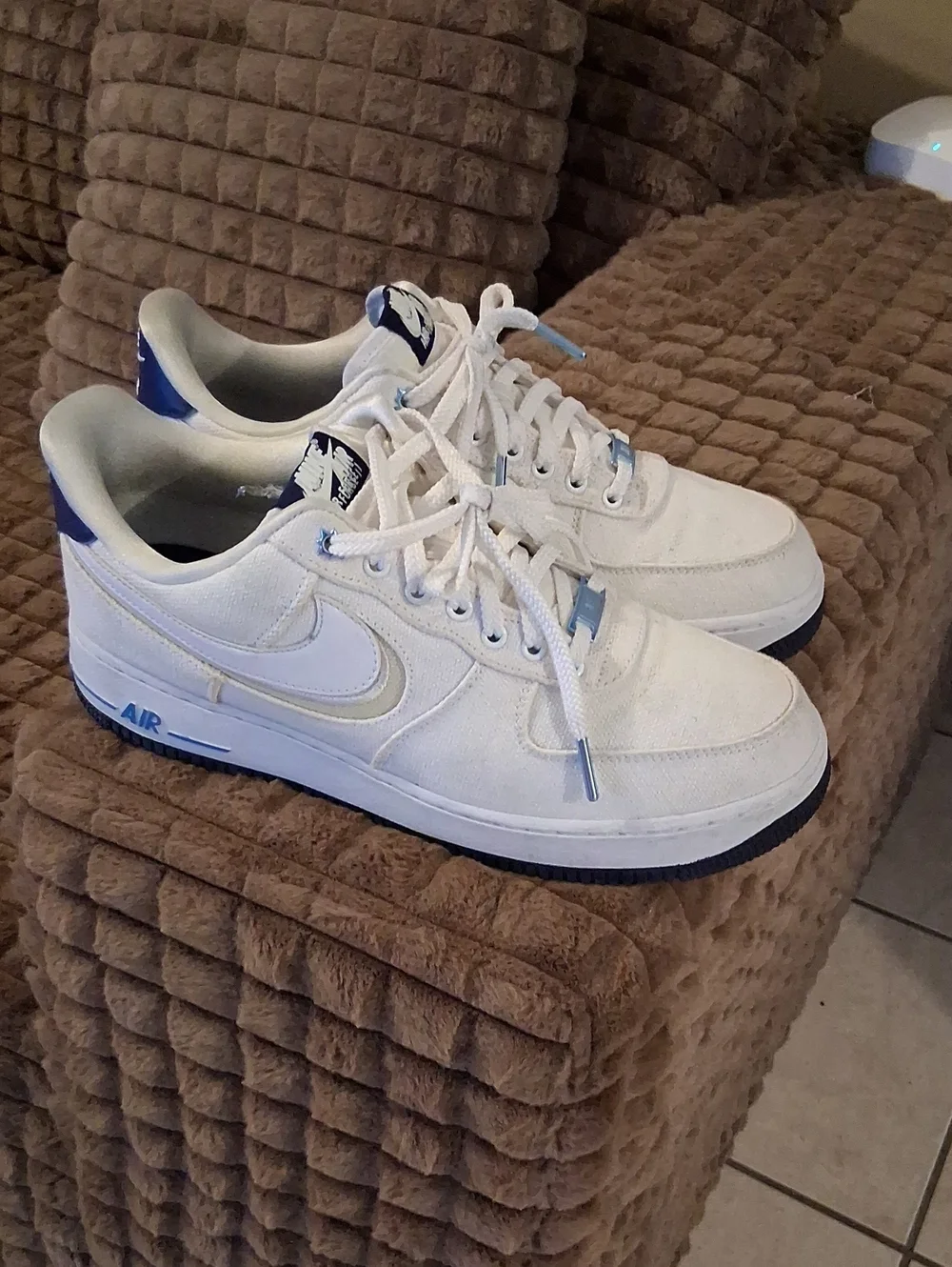 Nike White and Blue Low-Top Sneakers
